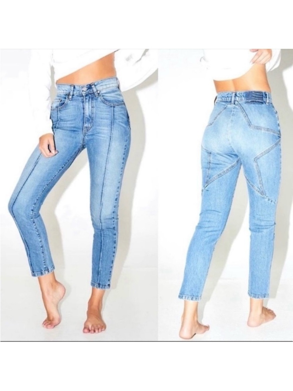 Revice Venus High Rise Cropped Star Jeans: Light Year Wash